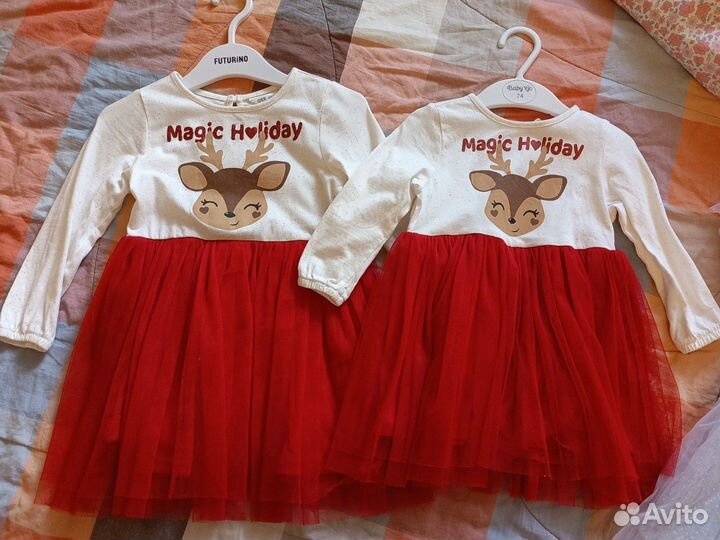 Платье для девочки 1) размер 86-98. 2) 110