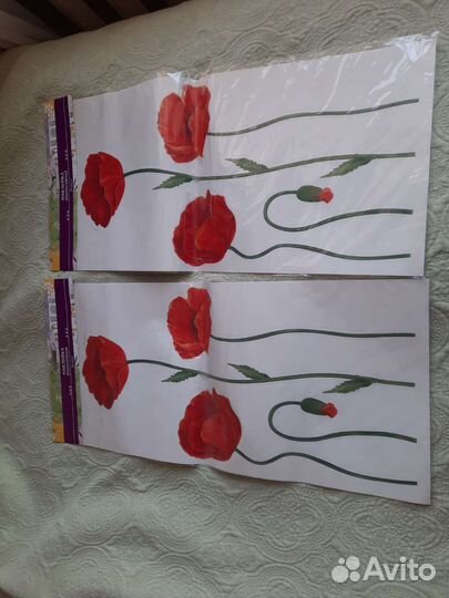 Наклейка декоративная маки интерьер decor цветы