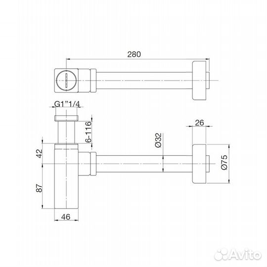 Сифон для раковины Webert AC0404015, хром