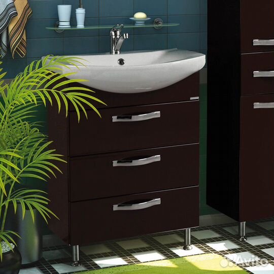 Тумба с раковиной aquaton Ария Н 65 темно-коричнев
