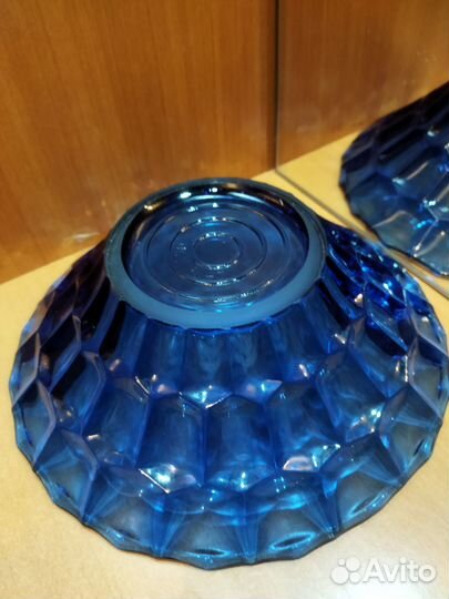 Ваза для фруктов цветное стекло СССР