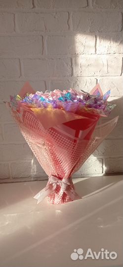 Букет роз из атласных лент