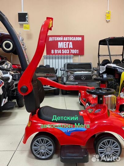 Новая Каталка машина с родительской ручкой