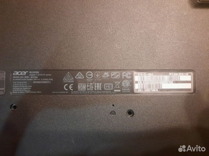 Acer Aspire A114-31. Поддон