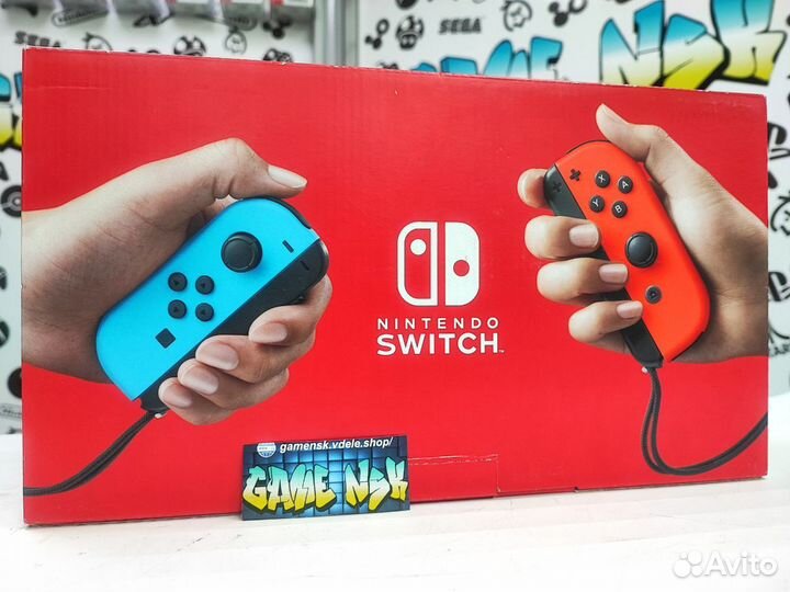 Nintendo Switch V2 (неоновый красный/синий) UK NEW