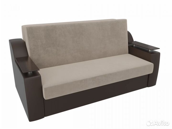 Диван прямой аккордеон Сенатор 100, велюр, бежевый, коричневый