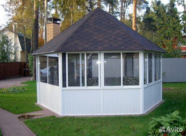 Остекление беседки раздвижное