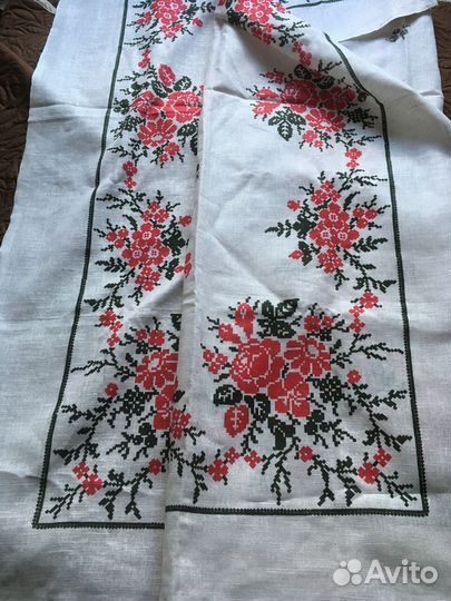 Скатерть льняная хлопок набивная винтаж