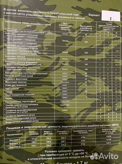 Сухой паёк армейский