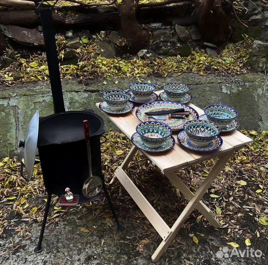 Чугунный казан с печью + ляган