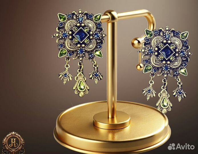 Серьги, Брошь роскошные винтажный стиль Премиум ка