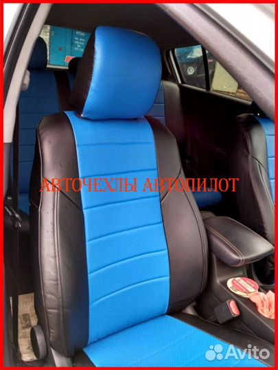 Чехлы Автопилот Kia Sportage 4 из экокожи чёр-син