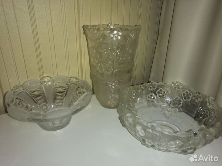 Ваза для фруктов, поднос настоящий хрусталь