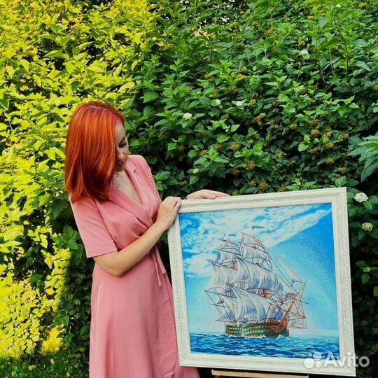 Картина ручная работа корабль на Новый год