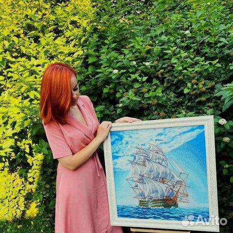 Картина ручная работа корабль на Новый год