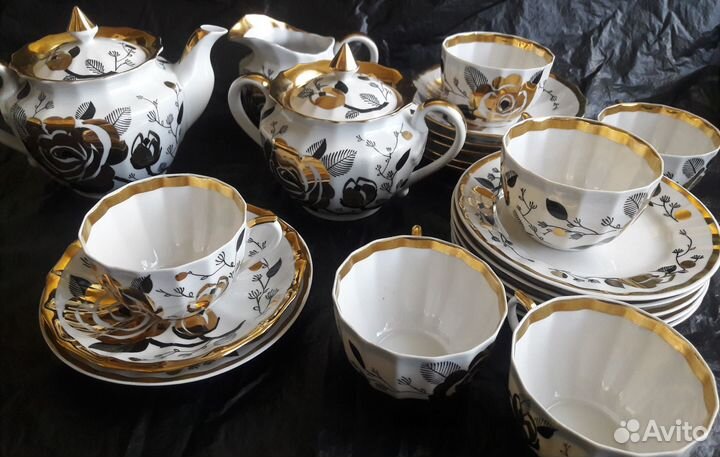 Сервиз чайный золотая роза вербилки
