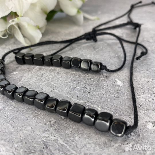 Комплект украшений из шунгита чокер и браслет