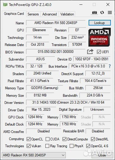 Видеокарты RX580 8gb 2048sp Asus Strix (8 штук)