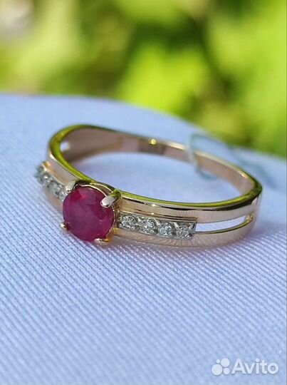 Золотое кольцо с Рубином и бриллиантами