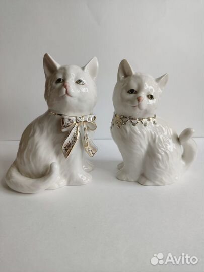 Фарфоровые статуэтки кошки и кота