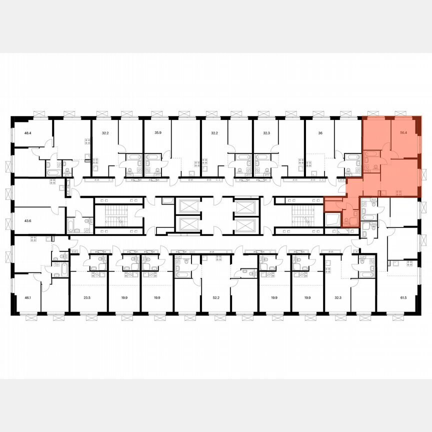 2-к. квартира, 56,5 м², 12/24 эт.