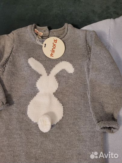 Новое детское вязаное боди слип