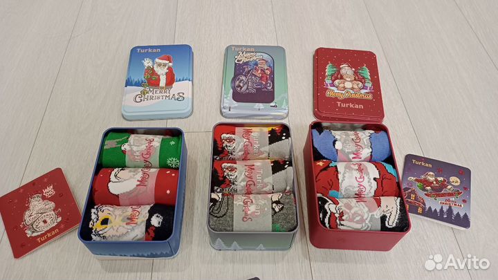 Носки новогодние подарочная упаковка р.37-41,41-46