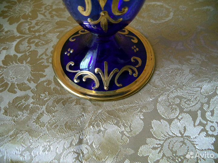 Ваза кобальтовое стекло Bohemia