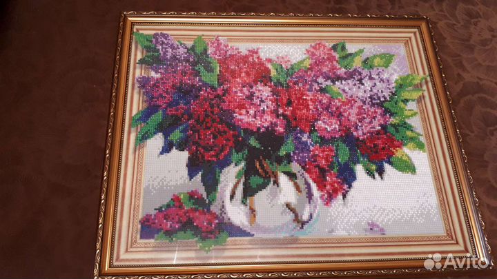 Картина алмазная вышивка ручная работа под стеклом