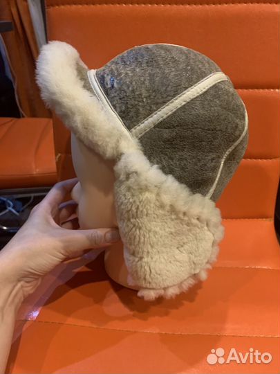 Шапка зимняя ушанка натуральная кожа и мех