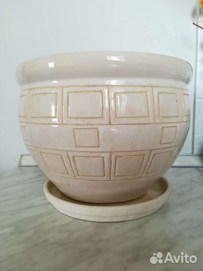 Горшок керамический с тарелкой
