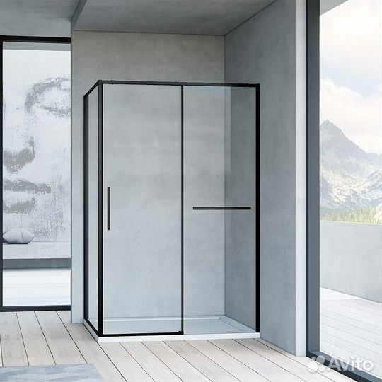 Душ. уголок Vincea 80x130 Черный Slim vsr-1ss8013