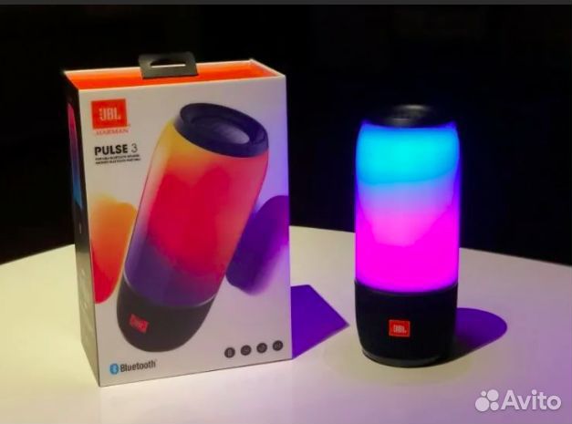 Портативная колонка Pulse3 1+1 с подсветкой чёрная