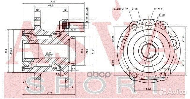 Ступица колеса зад прав/лев sbwhghr asva