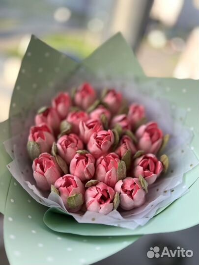 Сладкий букет тюльпанов из домашнего зефира