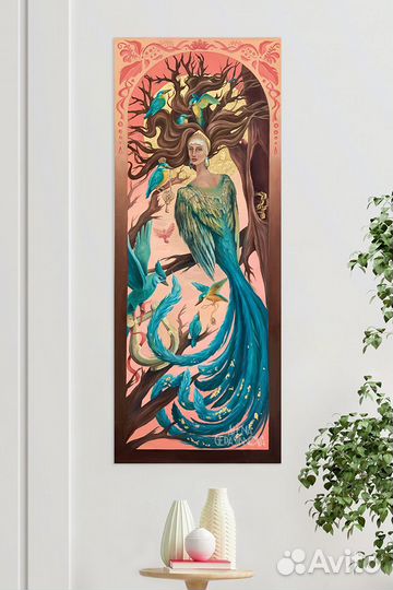 Интерьерная сказочная картина маслом с поталью