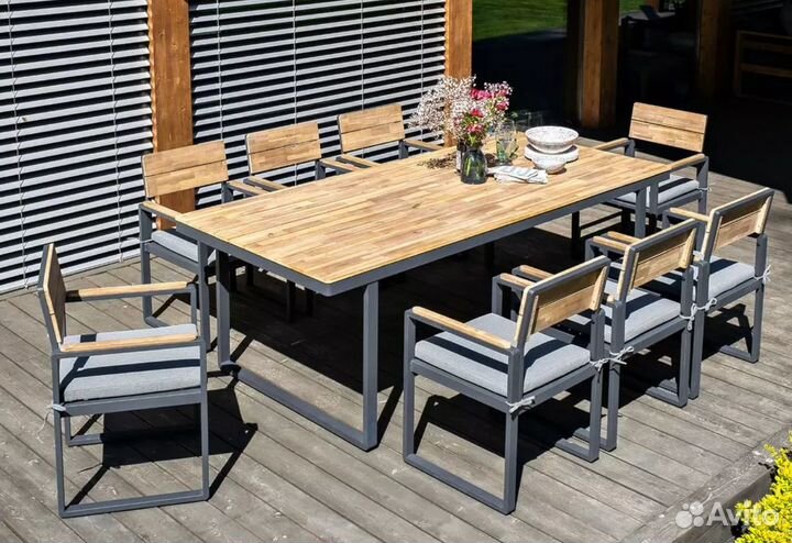 Мебель из металла и дерева на 8 человек topa