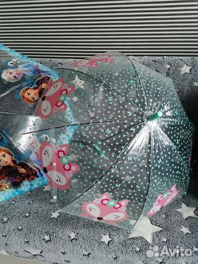 Детские прозрачный зонт холодное сердце лисичка