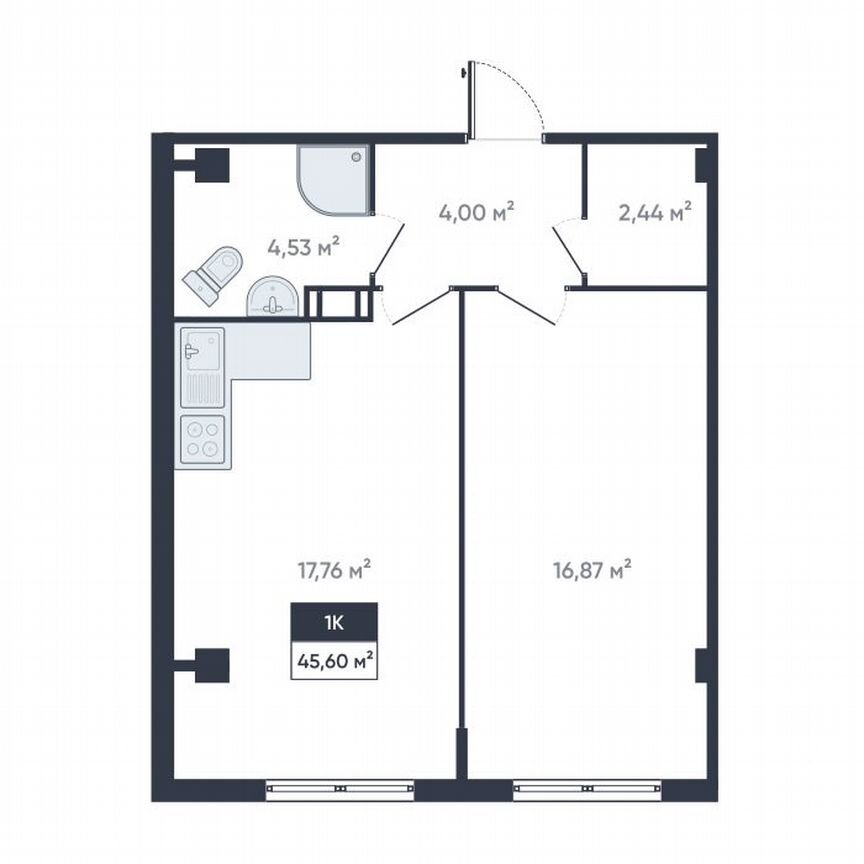 1-к. квартира, 46,8 м², 4/18 эт.