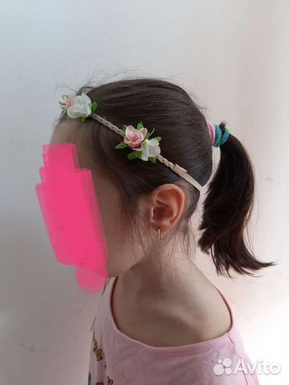 Повязка на голову резинка с цветочками