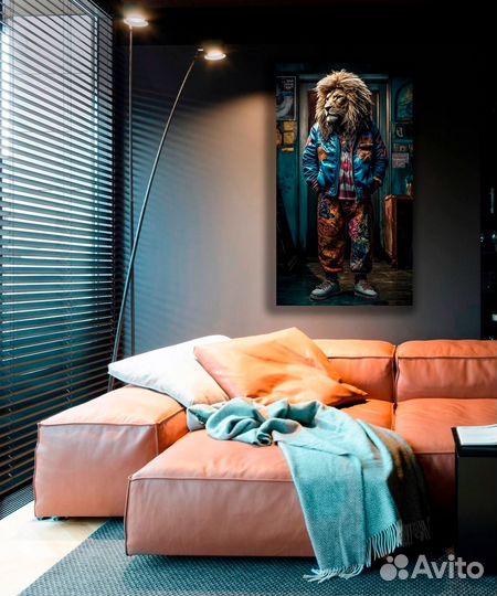 Современная картина на холсте Брутальный Лев Калин