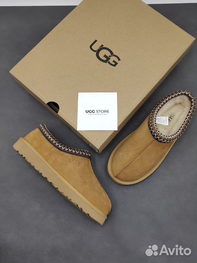 Слипоны UGG tasman slippers chestnut с орнаментом