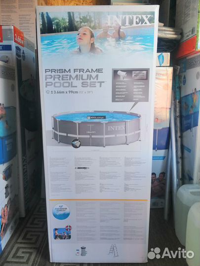 Каркасный бассейн intex 366х99 лестница и фильтр
