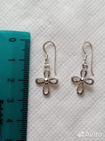 Серебряные серьги с марказитами, 925 пр