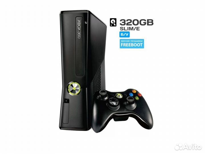 Xbox 360 Slim/E Black Freeboot 320 Gb, б/у
