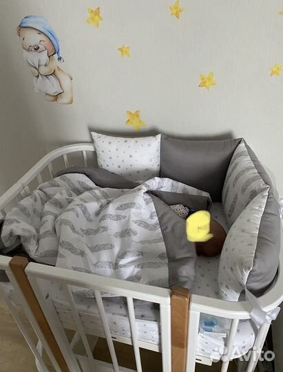 Кроватка трансформер детская LUX+бортики