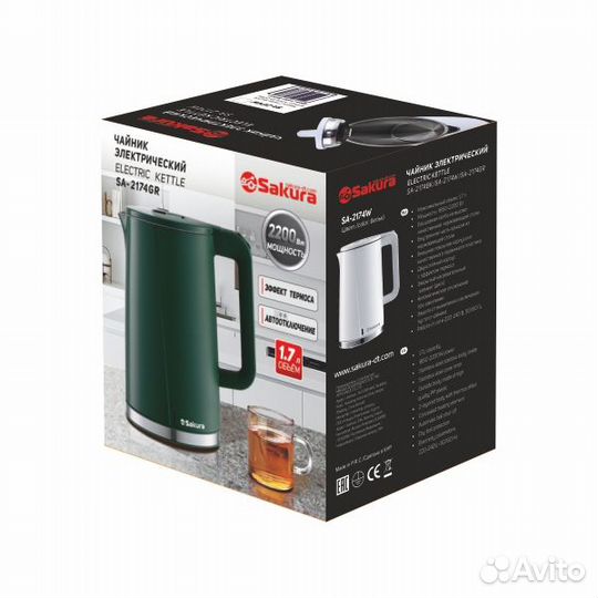 Чайник электрический sakura SA-2174 BK/GR/W