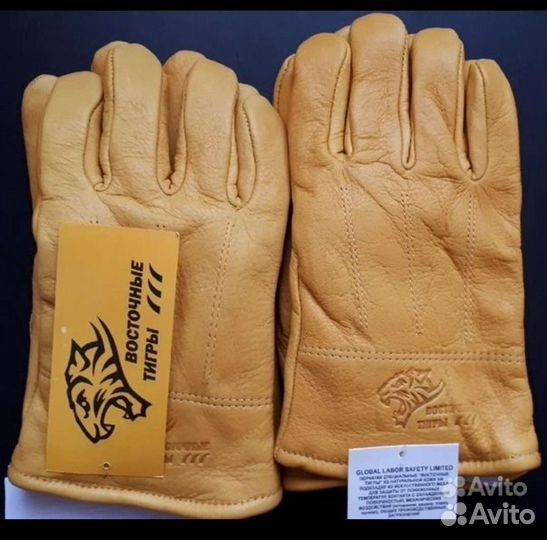 Зимние кожаные перчатки восточные тигры новые