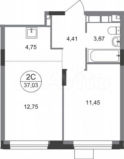 2-к. квартира, 37 м², 15/22 эт.