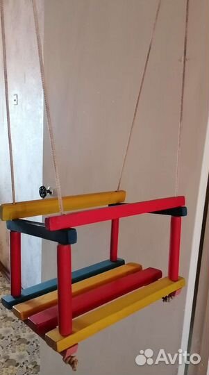 Детская качель подвесная деревянная